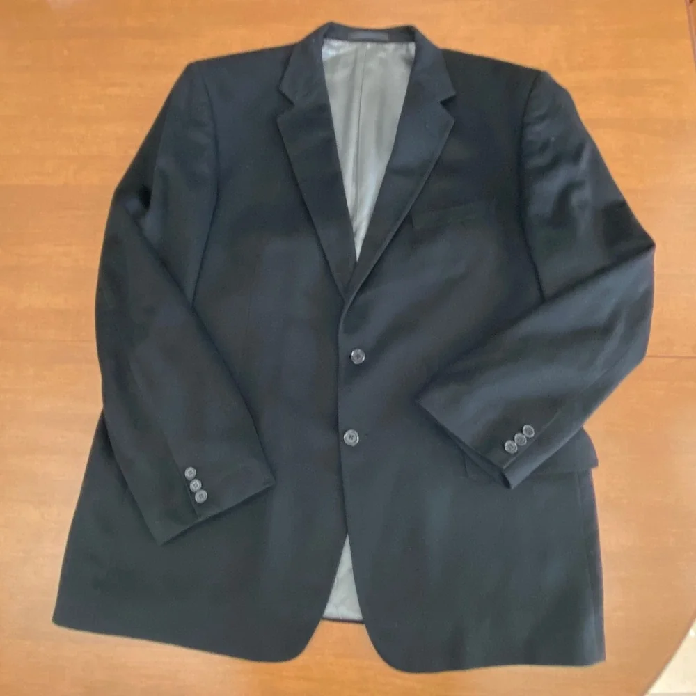 Ken's Man's Shop Piacenza Pure Italian Cashmere Black Blazer Mens 48L USA Made